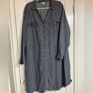 Terra & Sky Charcoal Button-Up Dress